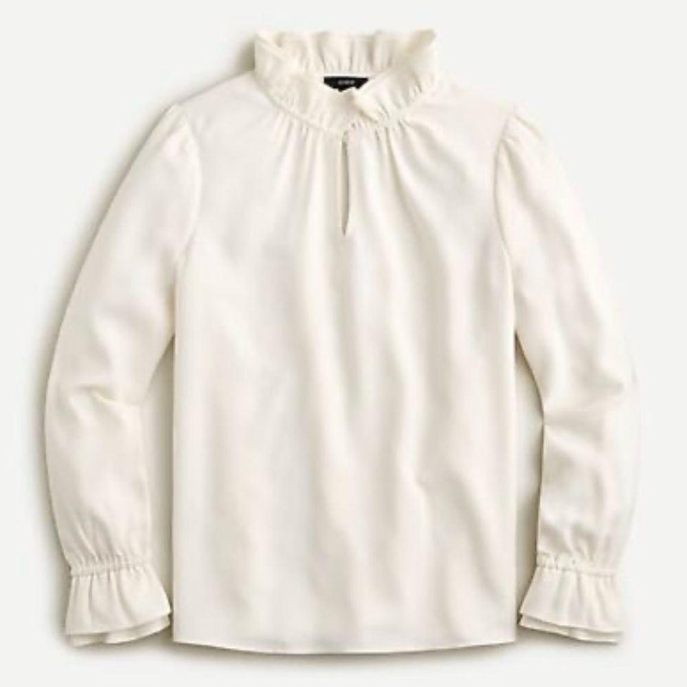 J. Crew Ruffleneck Top 365 Crepe Sz. 6